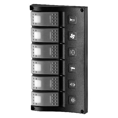 Chelhead 6-voudig Bluetooth Schakelpaneel 12V, RGB Achtergrondverlichting, dimbaar Stroboscoop, multifunctioneel Hulpschakelpaneel met APP-bediening, waterdicht IP65, compatibel met vrachtwagen, boot